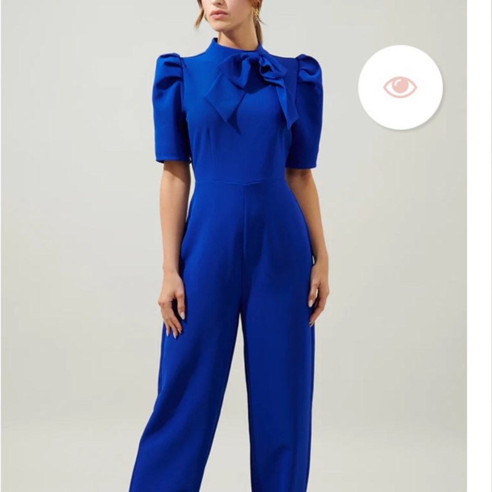 NWT Sugarlips Chelsea Tie Neck Jumpsuit - Royal Blue XS